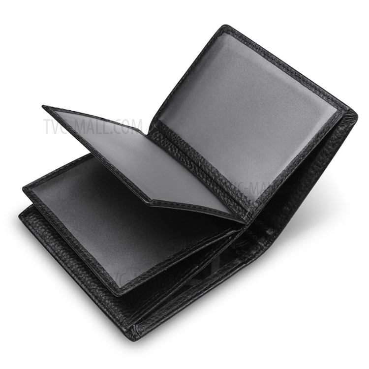 Tri-fold Top Layer Cowhide Leather Wallet for Men with Card Holder Photo Slot-4