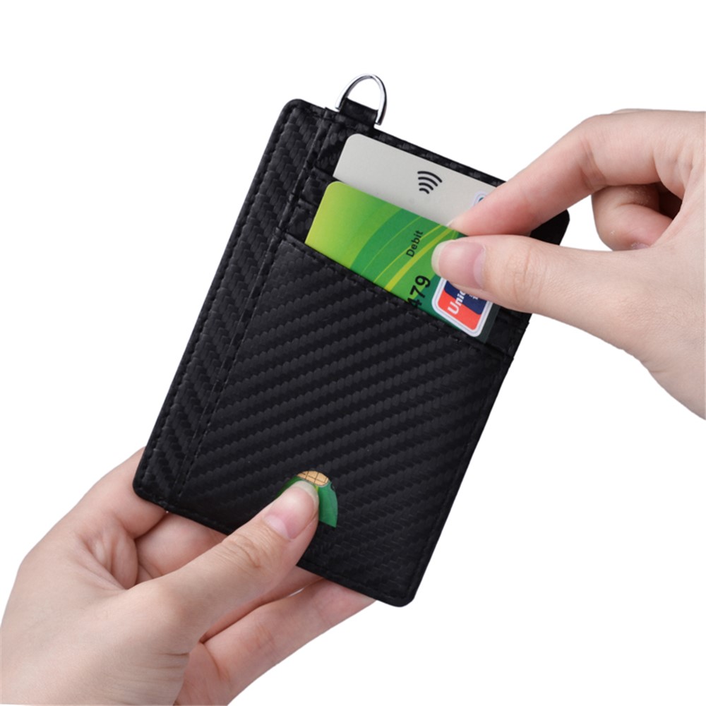 Carbon Fiber Anti-magnetic Ultrathin Card Bag Employee Working Card Sleeve with Ring-4