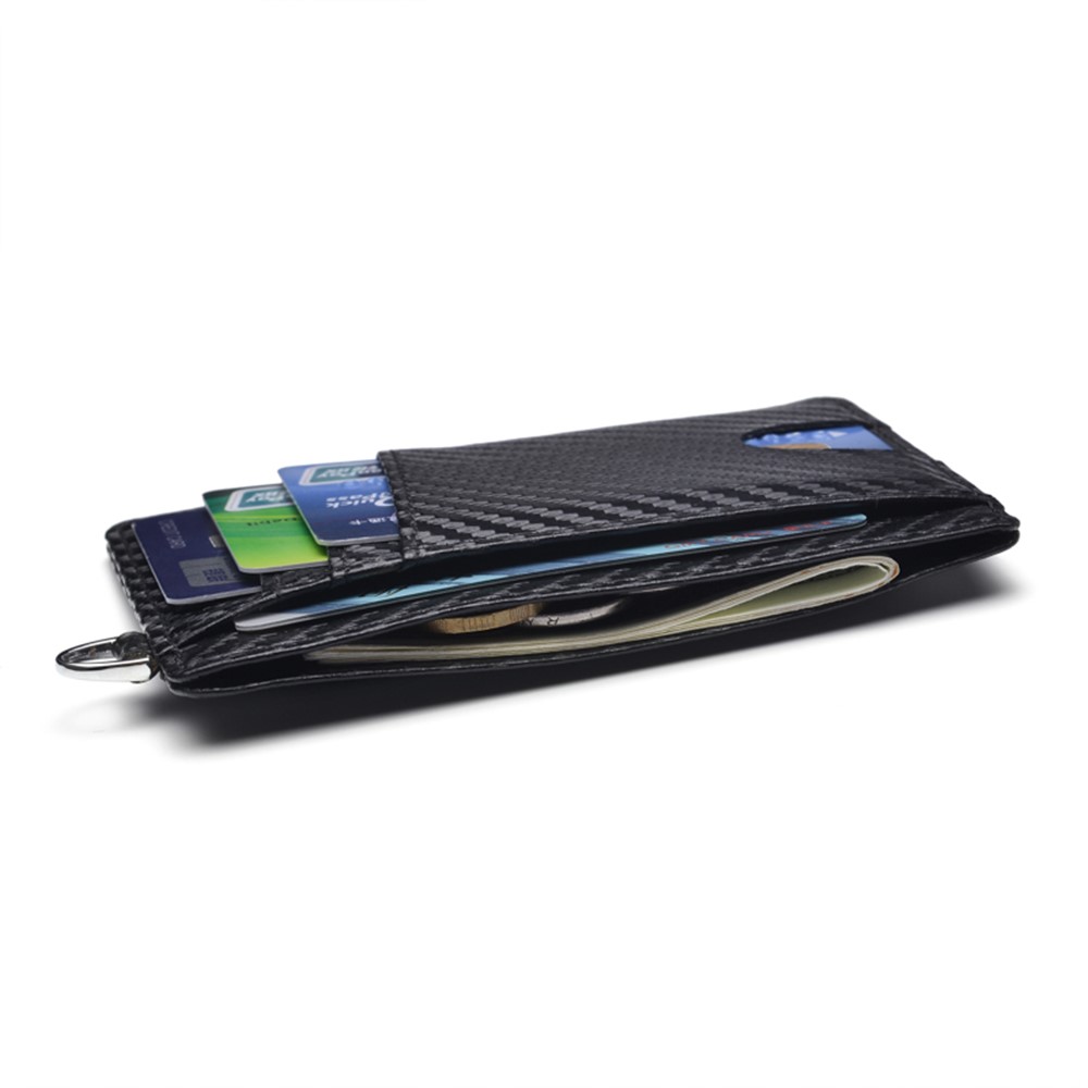 Carbon Fiber Anti-magnetic Ultrathin Card Bag Employee Working Card Sleeve with Ring-5