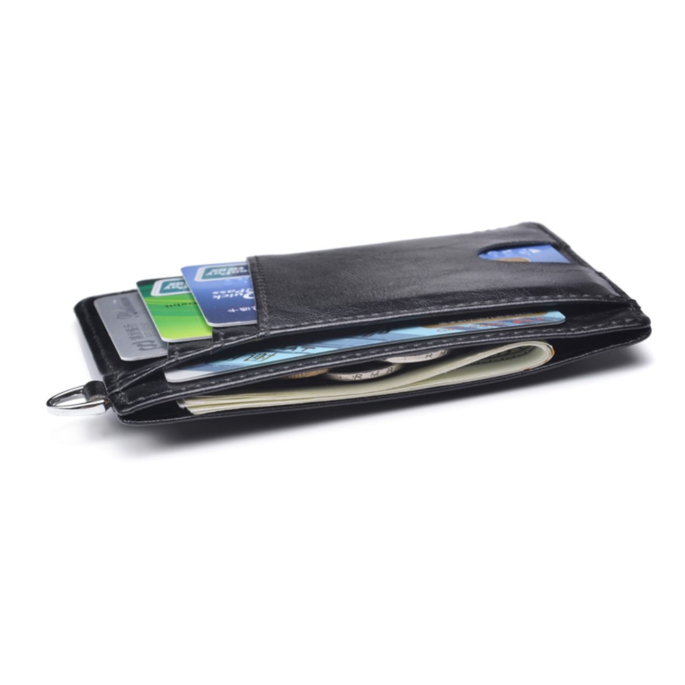 RFID Anti-magnetic ID Card with Ring Bank Card Wallet Pocket Bus Card Bag Card Sleeve - Black-5