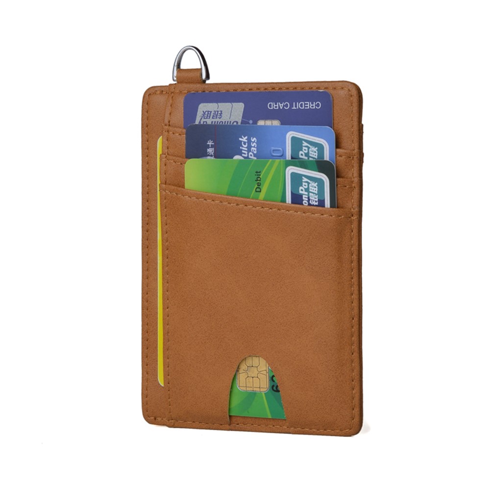 RFID Anti-magnetische ID-Karte Mit Ringbankkartenmappe Tasche Buskarte Tasche Karten Hülse - Kaffee-1