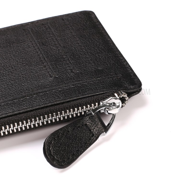 Men's Wallet Genuine Leather Coin Purse Bag Card Holder Bag - Black-5