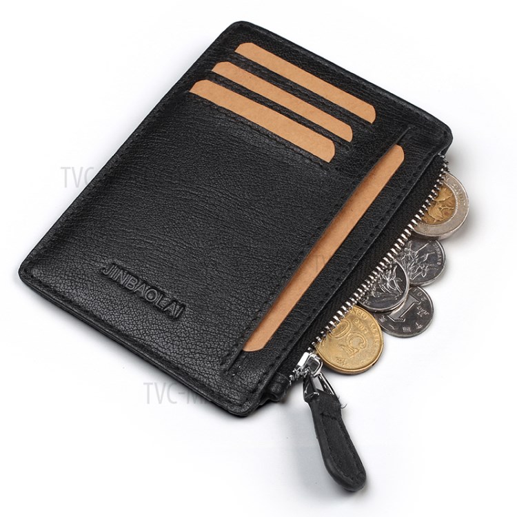 Men's Wallet Genuine Leather Coin Purse Bag Card Holder Bag - Black-9