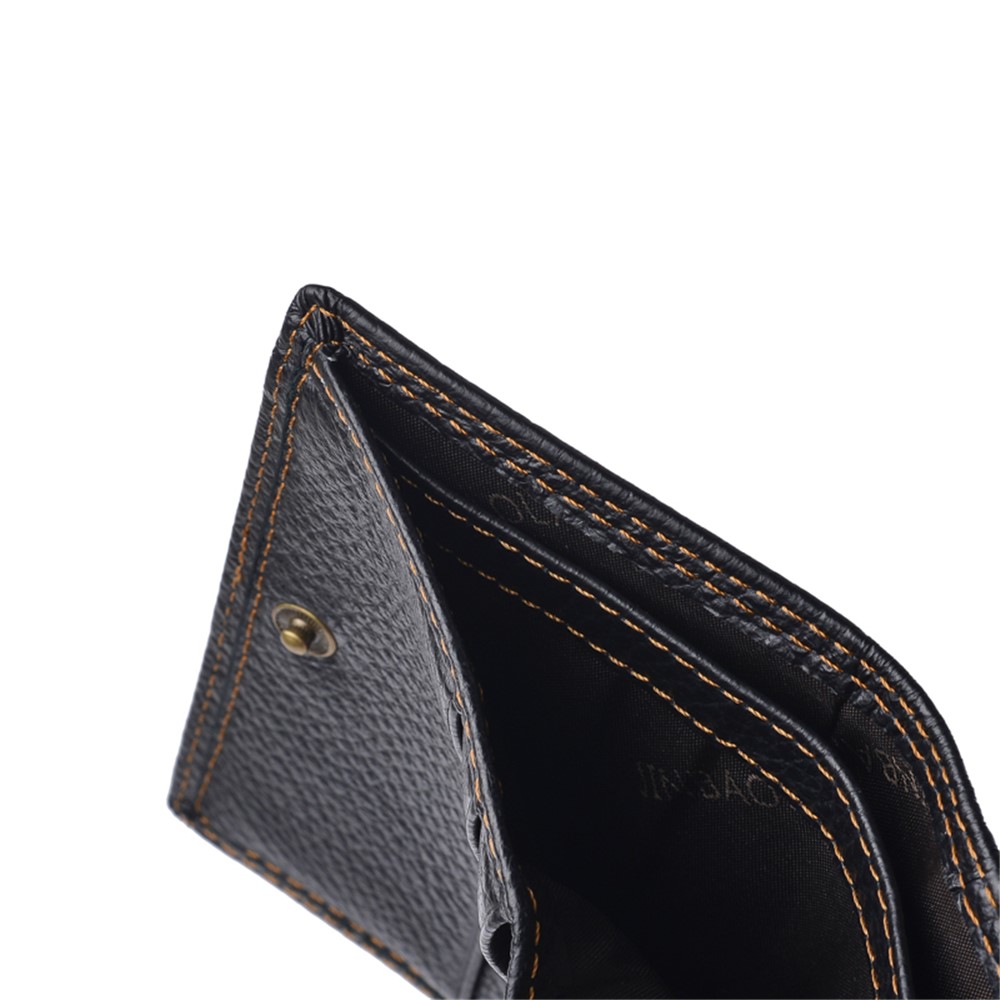 RFID Rétro Anti-vol Hommes Haut En Cuir De Vachette 3 Fois Portefeuille De Fente Pour Carte - Noir-8