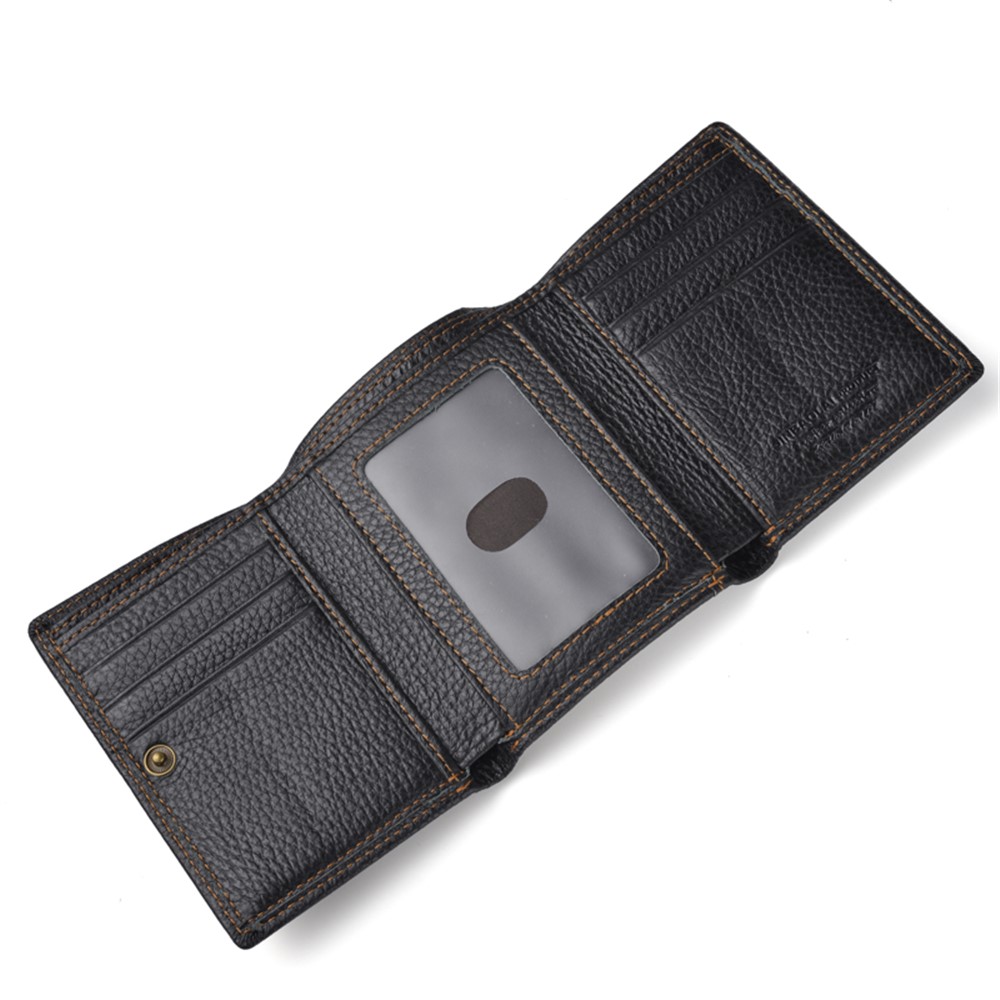 Anti-magnetico Antifurto Strisciata Multi-card A Tre Volte Il Raccoglitore Degli Uomini Di Cuoio Della Pelle Bovina - Nero-3