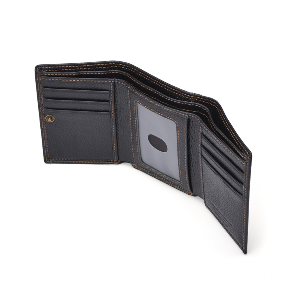 Anti-magnetico Antifurto Strisciata Multi-card A Tre Volte Il Raccoglitore Degli Uomini Di Cuoio Della Pelle Bovina - Nero-6