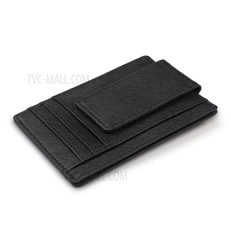 Genuine Leather Ultra-thin Pocket Anti-magnetic RFID Protected Card Bag Wallet - Black-2