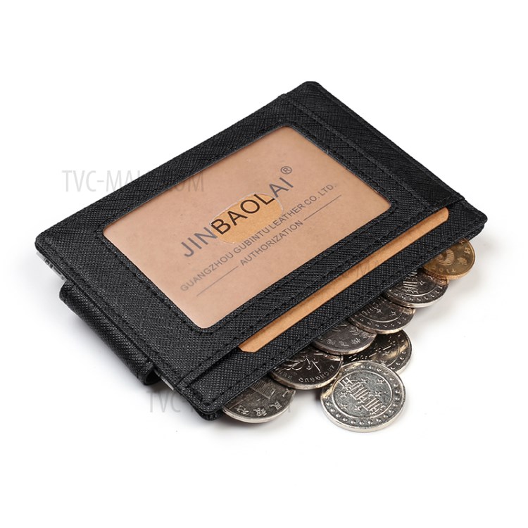 Genuine Leather Ultra-thin Pocket Anti-magnetic RFID Protected Card Bag Wallet - Black-6