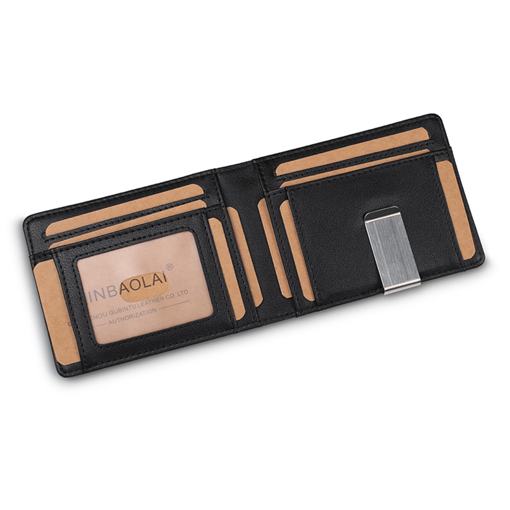 Genuine Leather RFID Blocking Card Holder Bi-fold Wallet-4