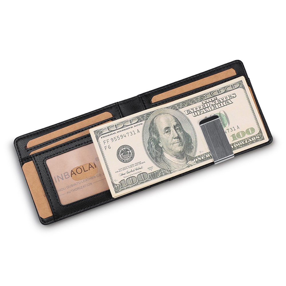 Genuine Leather RFID Blocking Card Holder Bi-fold Wallet-5