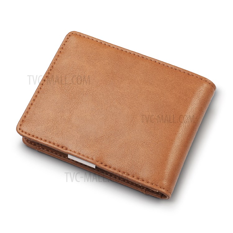 Anti-RFID Men's Leather Card Slot Dollar Wallet - Coffee-2