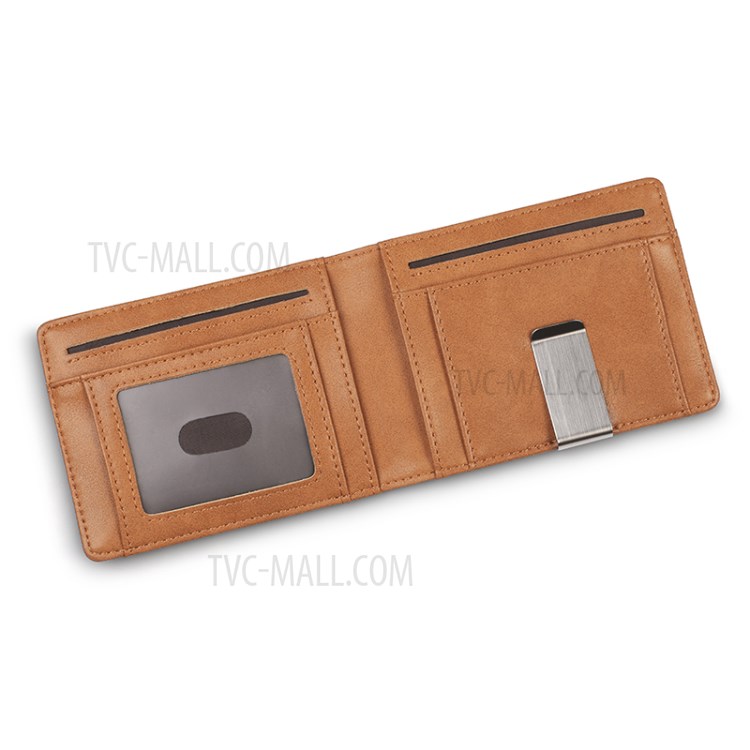 Anti-RFID Men's Leather Card Slot Dollar Wallet - Coffee-3