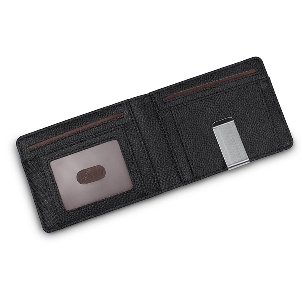 Ultra Thin Multi-card Men's Leather RFID Dollar Wallet - Black-3