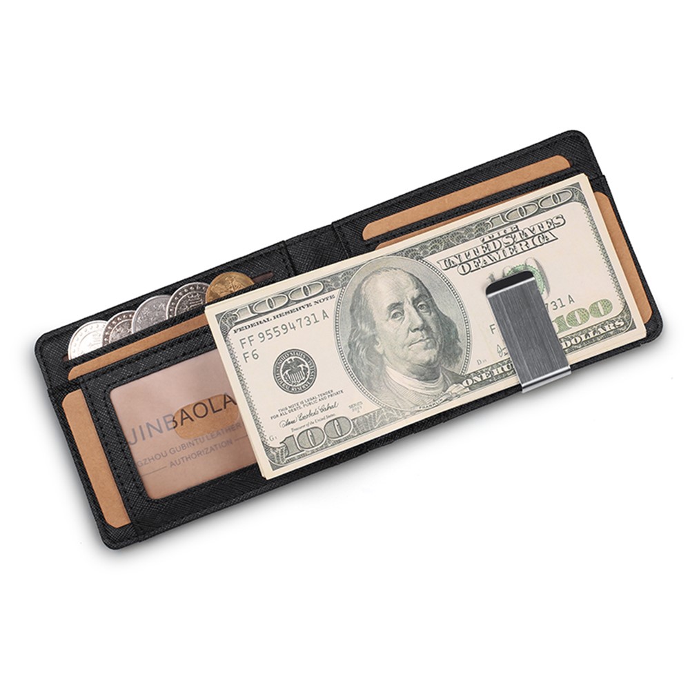 Ultra Thin Multi-card Men's Leather RFID Dollar Wallet - Black-5