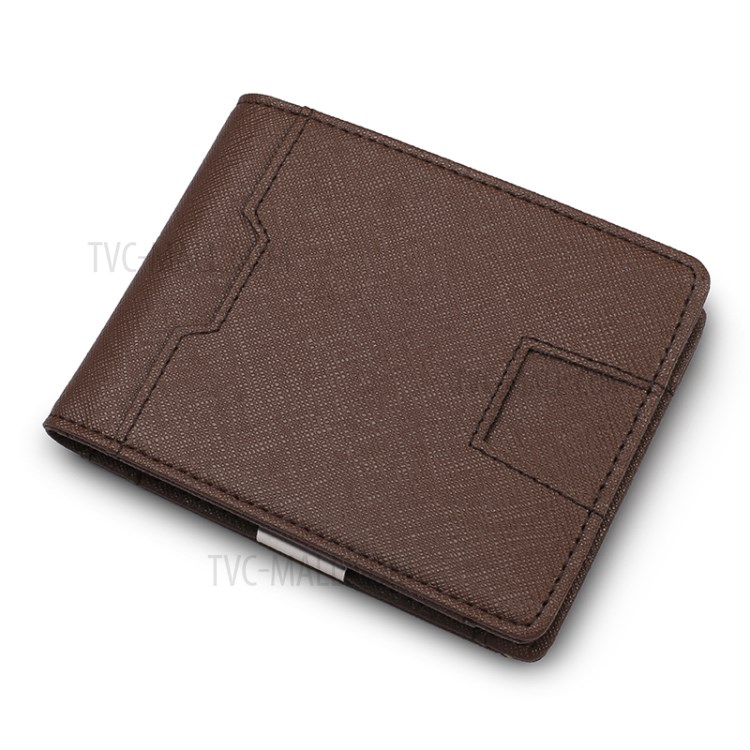 Ultra Delgado De Múltiples Tarjetas RFID De Cuero Cartera De Dólar De Los Hombres - Café-1