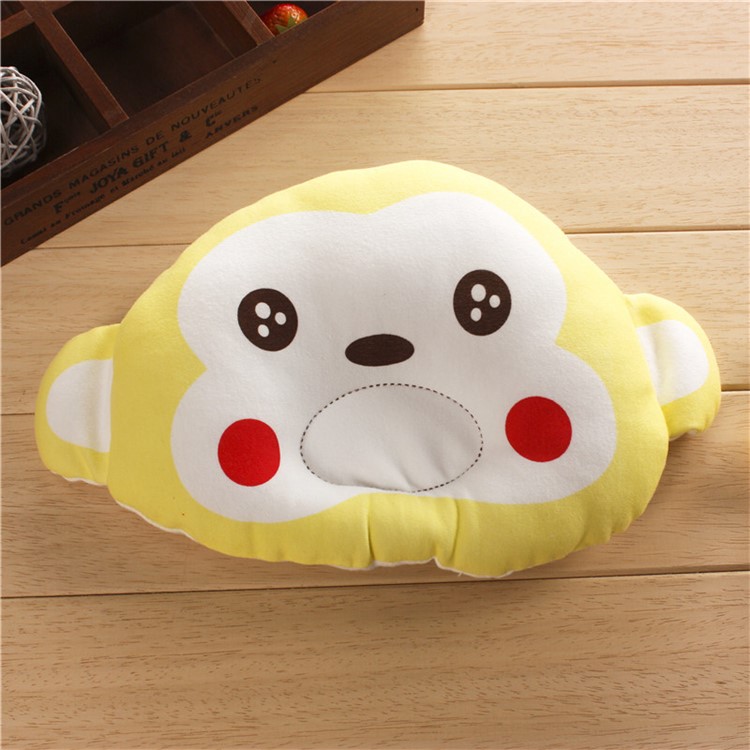 Cute Cartoon Monkey Shape Soft Baby Head-shaping Flat Head Prevention Pillow - Yellow-1