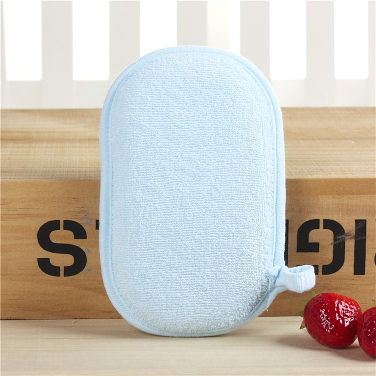 Cartoon Pattern Newborn Bath Brush Soft Pure Cotton Baby Bath Foam Rub Shower Sponge - Dolphin / Blue-2