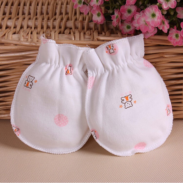 Baby Cotton Anti Scratching Gloves Newborn Protection Face Scratch Resistant Mittens - Random-10