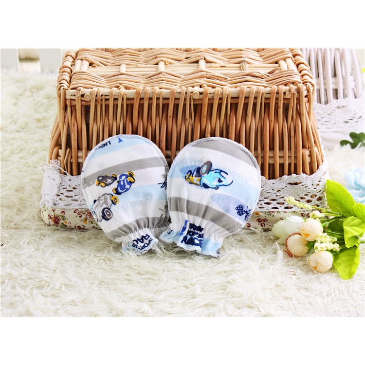 Baby Cotton Anti Scratching Gloves Newborn Protection Face Scratch Resistant Mittens - Random-21