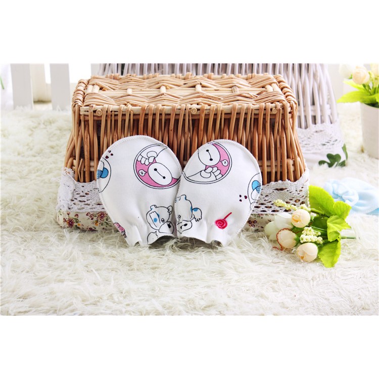 Baby Cotton Anti Scratching Gloves Newborn Protection Face Scratch Resistant Mittens - Random-23