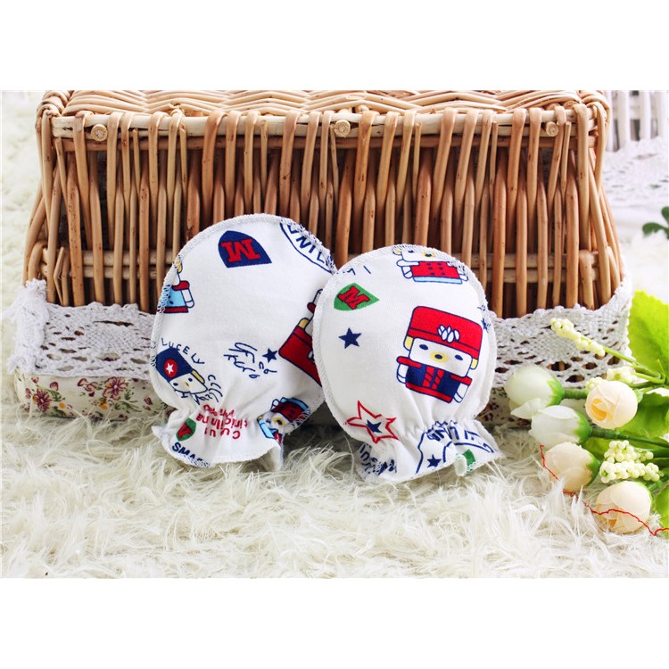 Baby Cotton Anti Scratching Gloves Newborn Protection Face Scratch Resistant Mittens - Random-28