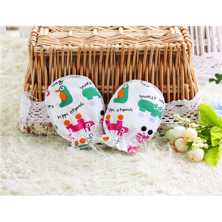 Baby Cotton Anti Scratching Gloves Newborn Protection Face Scratch Resistant Mittens - Random-30