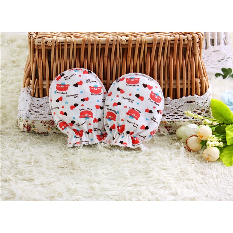 Baby Cotton Anti Scratching Gloves Newborn Protection Face Scratch Resistant Mittens - Random-33