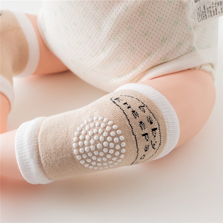 Baby Safety Anti-slip Thickened Crawling Knee Pad Elbow Cushion Protector - Khaki-1