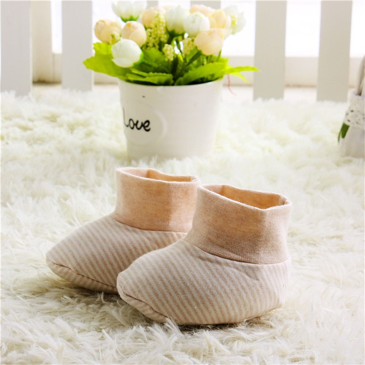 One Pair Toddler Newborn Soft Cotton Shoes Footwear Baby Socks - Khaki-1