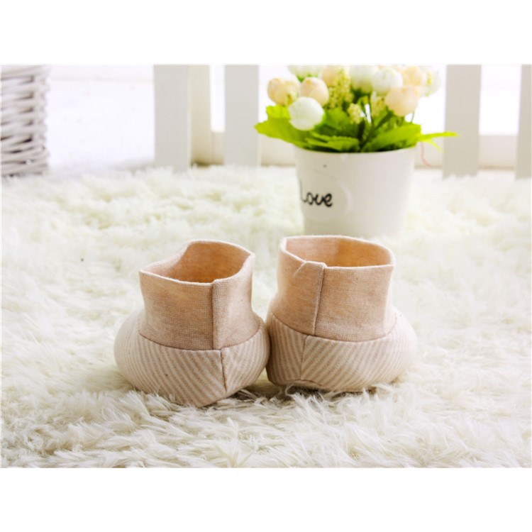 One Pair Toddler Newborn Soft Cotton Shoes Footwear Baby Socks - Khaki-2