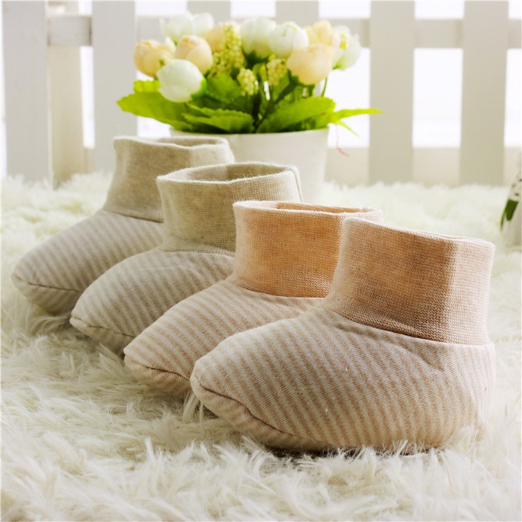One Pair Toddler Newborn Soft Cotton Shoes Footwear Baby Socks - Khaki-6