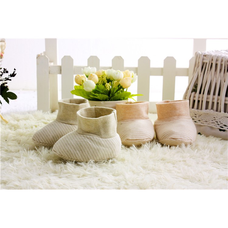 One Pair Toddler Newborn Soft Cotton Shoes Footwear Baby Socks - Khaki-7
