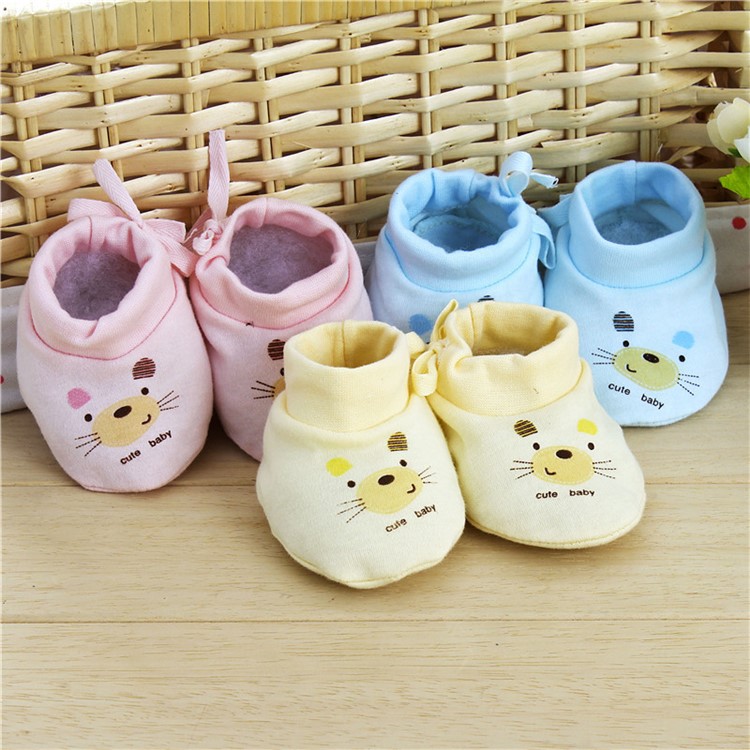 One Pair Cartoon Pattern Newborn Soft Cotton Shoes Footwear Baby Socks - Pink-2