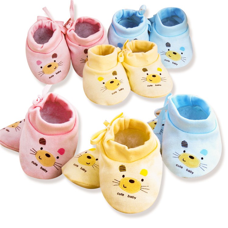 One Pair Cartoon Pattern Newborn Soft Cotton Shoes Footwear Baby Socks - Pink-3