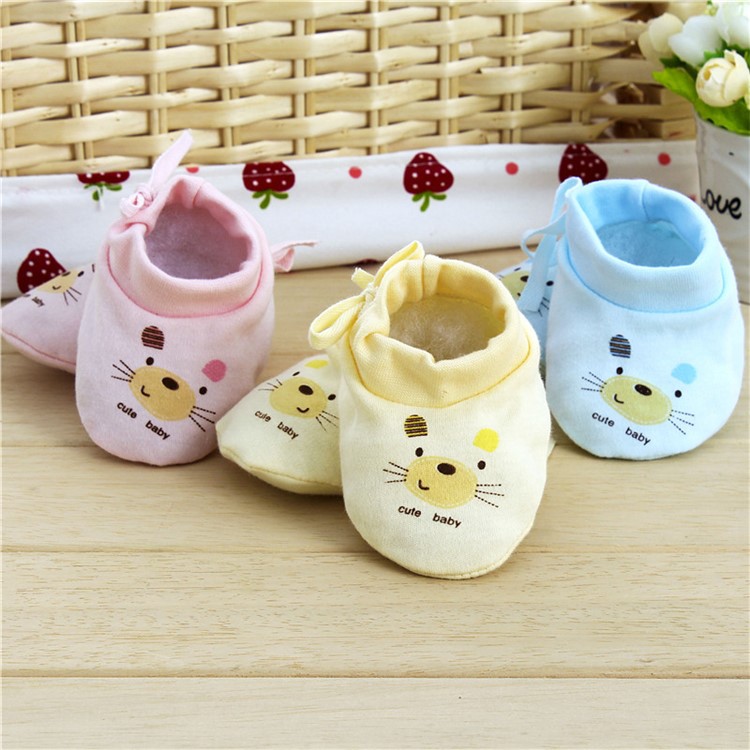 One Pair Cartoon Pattern Newborn Infant Cotton Shoes Footwear Baby Socks - Blue-3