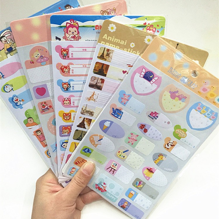 5Pcs/Set Cartoon Kindergarten Bottle Name Tags Labels Paper Stickers for Kids Children - Random-1