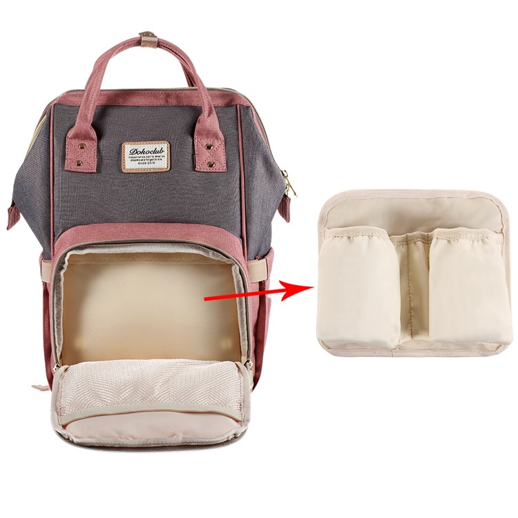 Large Capacity Maternity Bag Nappy Diaper Bag Multi-functional Mummy Backpack - Pink / Grey-4