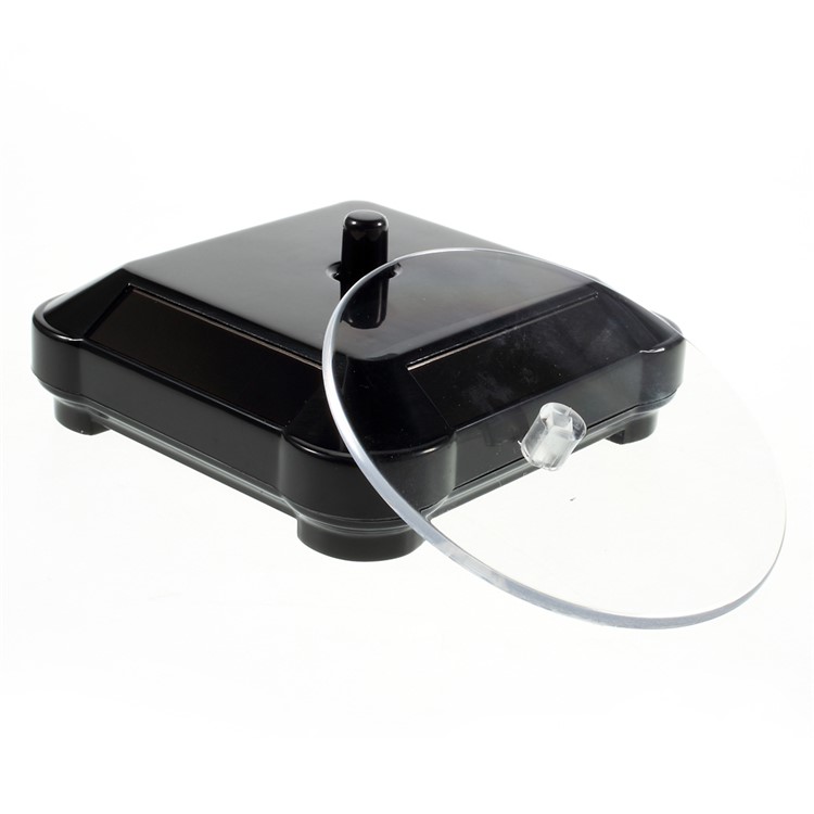 Solar Powered Rotating Showcase Display Stand for Jewelry - Black-2