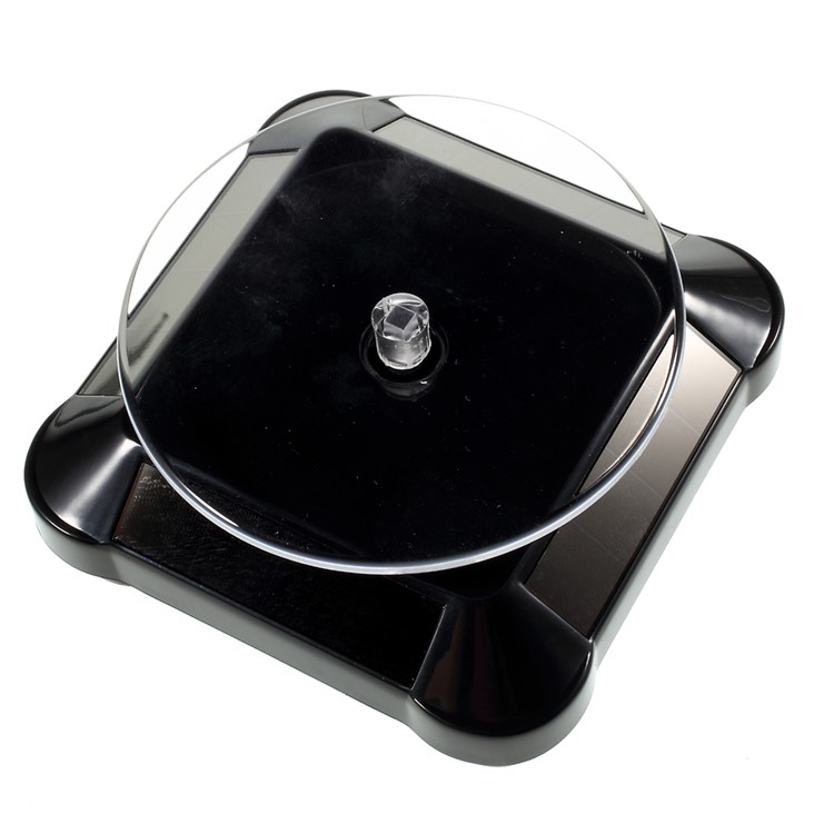Solar Powered Rotating Showcase Display Stand for Jewelry - Black-3