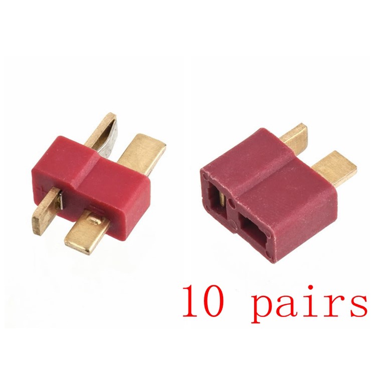 10 Pairs Male and Female T Plug Connectors for Deans RC Lipo Battery Helicopter-1