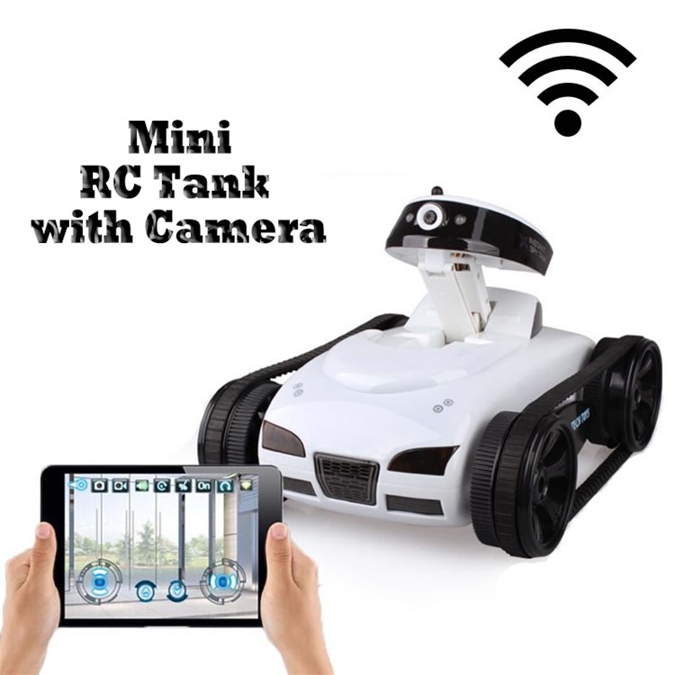 777-270 Wifi Mini Rechargeable RC Tank with 0.3MP Camera, iOS Android Phone Controller - White-2