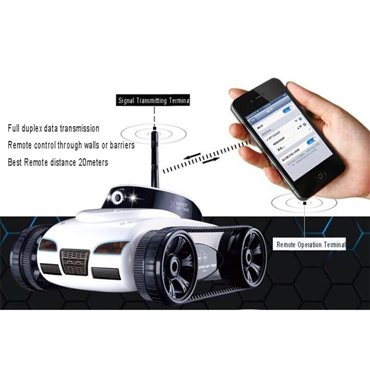 777-270 Wifi Mini Rechargeable RC Tank with 0.3MP Camera, iOS Android Phone Controller - White-3