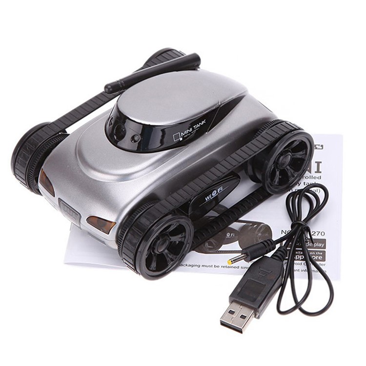 777-270 Wifi Real-time Mini RC Tank Toy with 0.3MP Camera, iOS Android Phone Controller - Silver Color-1