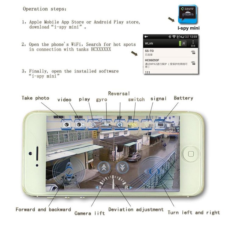 777-270 Wifi Real-time Mini RC Tank Toy with 0.3MP Camera, iOS Android Phone Controller - Silver Color-6