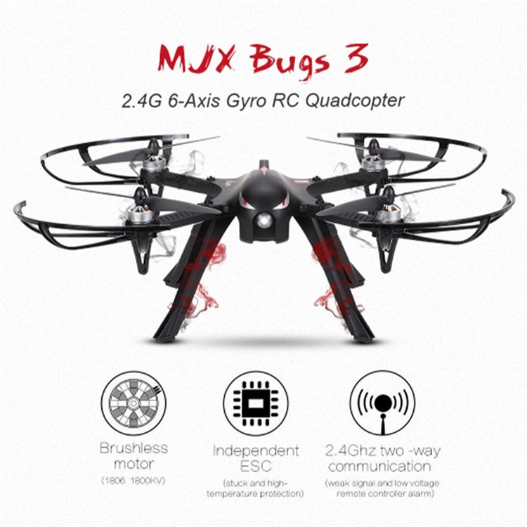 MJX B3 Bugs 3 2.4G 6-axis Gyro RC Quadcopter Com Escs Independente Escorredor De Câmera De Esportes - Plugue EU-1