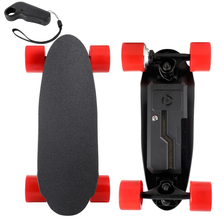 Portable 4400mAh Battery Powered 4-wheel Electric Skateboard Slide Board with Remote Controller - Red / EU Plug-2