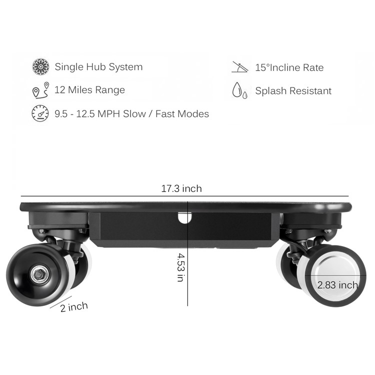 Portable Remote Control Skateboard 4400mAh Battery Powered 4-wheel Electric Slide Board - Black / US Plug-12