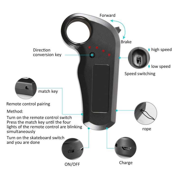 Portable Remote Control Skateboard 4400mAh Battery Powered 4-wheel Electric Slide Board - Black / US Plug-14