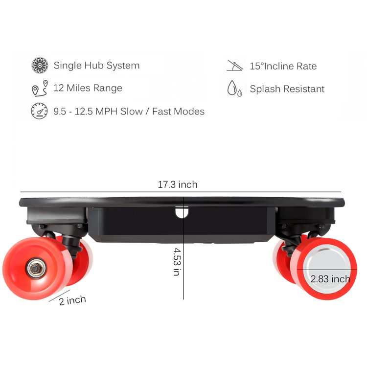 Detachable 4400mAh Battery 4-wheel Electric Skateboard Slide Board with Remote Controller - Red / UK Plug-10