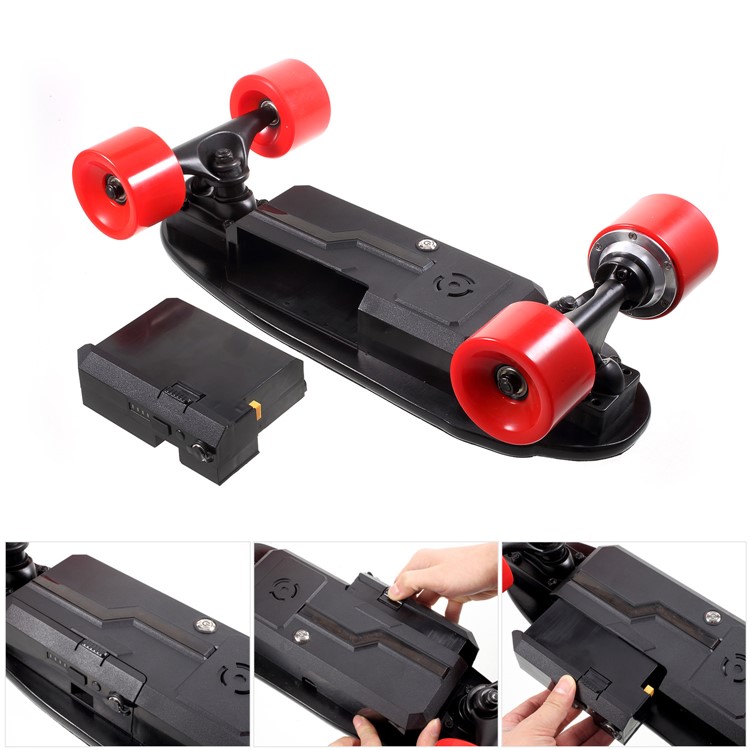 Detachable 4400mAh Battery 4-wheel Electric Skateboard Slide Board with Remote Controller - Red / UK Plug-8